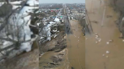 В ЗКО участок трассы на границе с РФ смыло талой водой